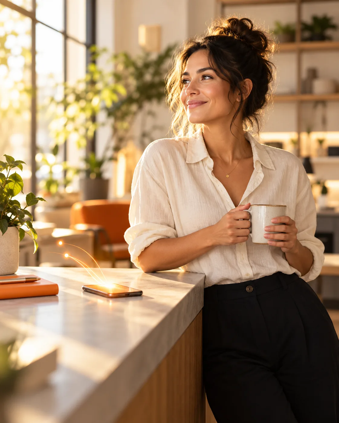 A business owner at a service counter